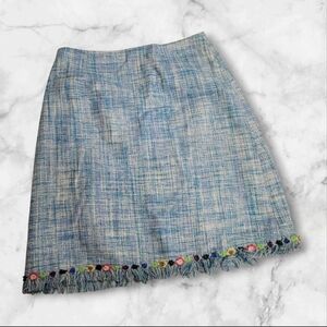 Vintage Y2K Nanette Lepore Midi Skirt Tweed Blue Coquette Feminine Size 6
